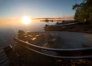 Fishing boat at sunset